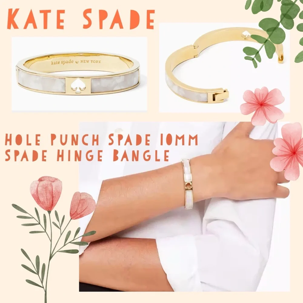 NIP Kate Spade Hole Punch Spade Hinge Bangle - Picture 9 of 12